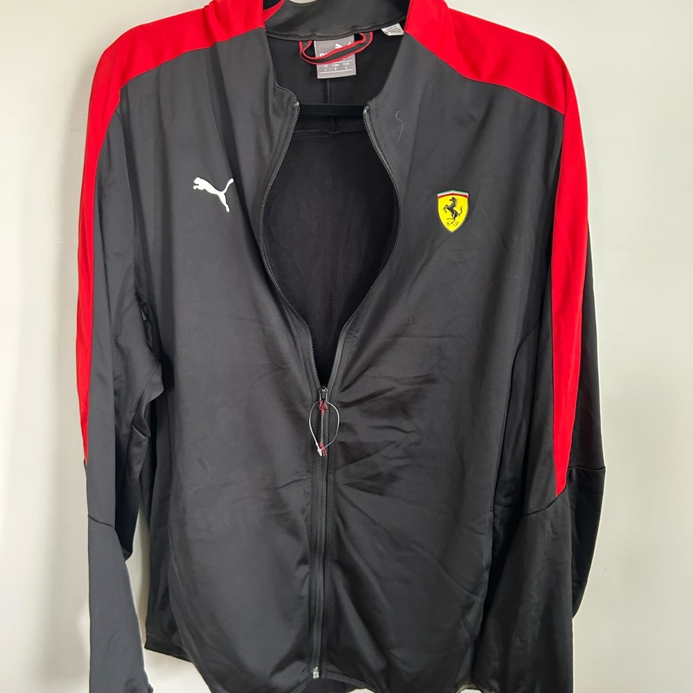 Puma Men's Black and Red Track Jacket in collaboration with Ferrari men’s Large